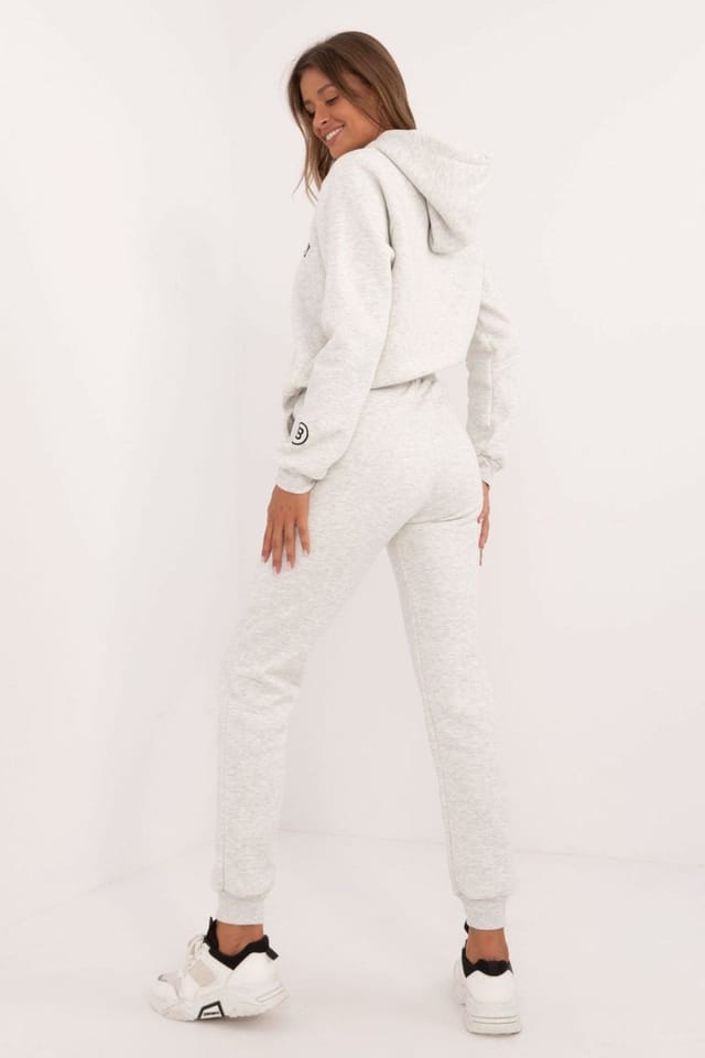 Love Lace Love Lace Women's Cotton Polyester Insulated Hoodie Sweatpants Set in Grey - 3