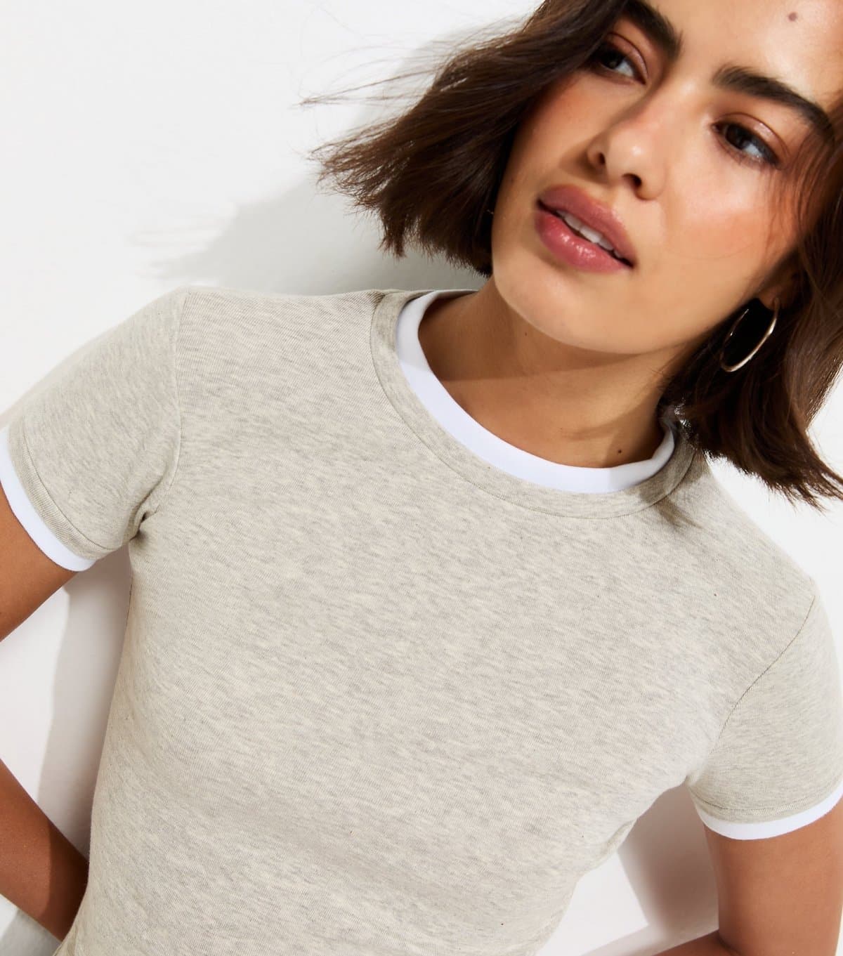 New Look New Look Grey Marl Layered Baby Tee T-Shirt