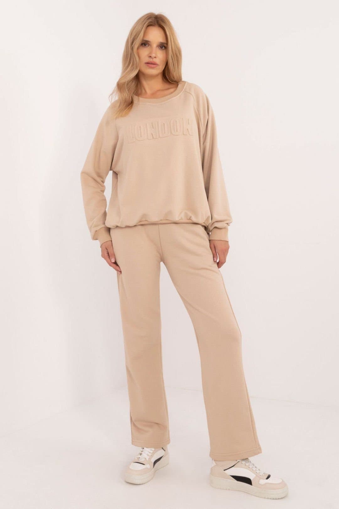 Love Lace Love Lace Women's Cotton Polyester Casual Tracksuit Set Style 202099 in Beige