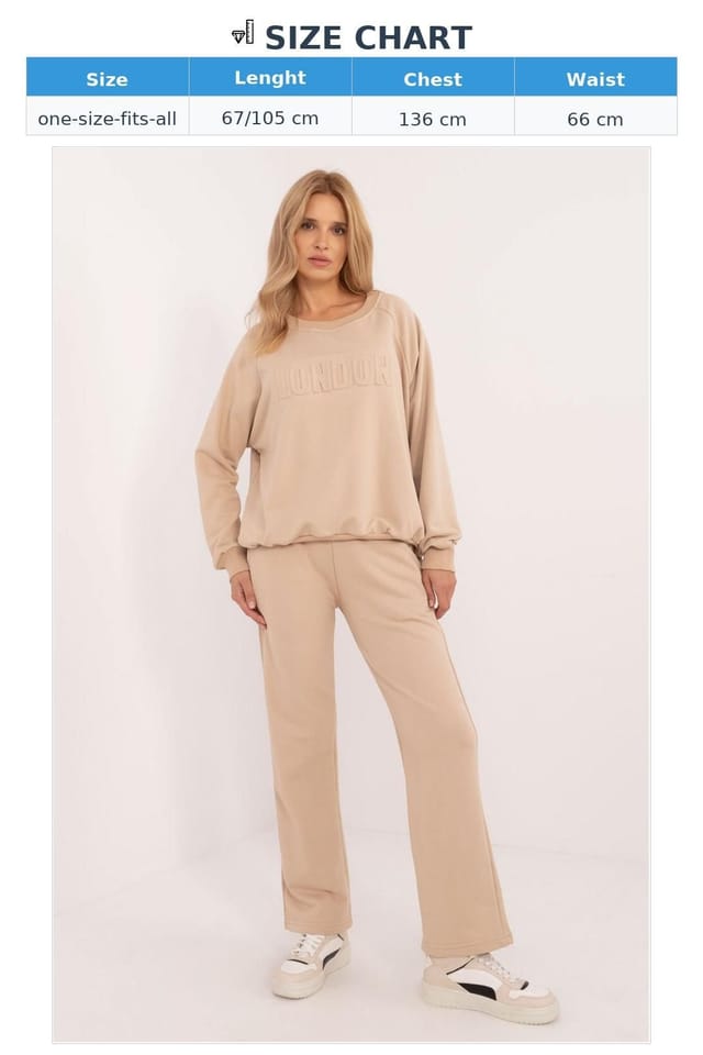 Love Lace Love Lace Women's Cotton Polyester Casual Tracksuit Set Style 202099 in Beige - 3