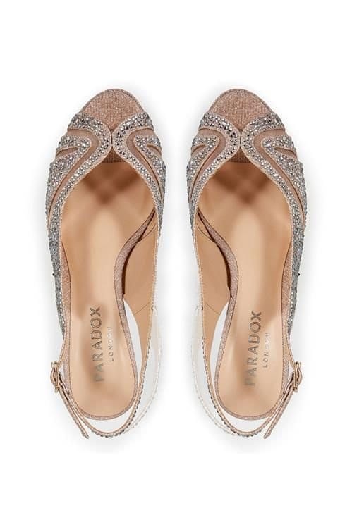 Paradox London Paradox London Women's Glitter 'Linda' Low Platform Sling Back Sandal in Metallic Gold - 3