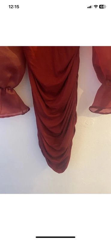 ASOS ASOS Design Burgundy Chiffon Sleeved Ruched Backless Bodycon Dress Sz 8 NWOT - 1