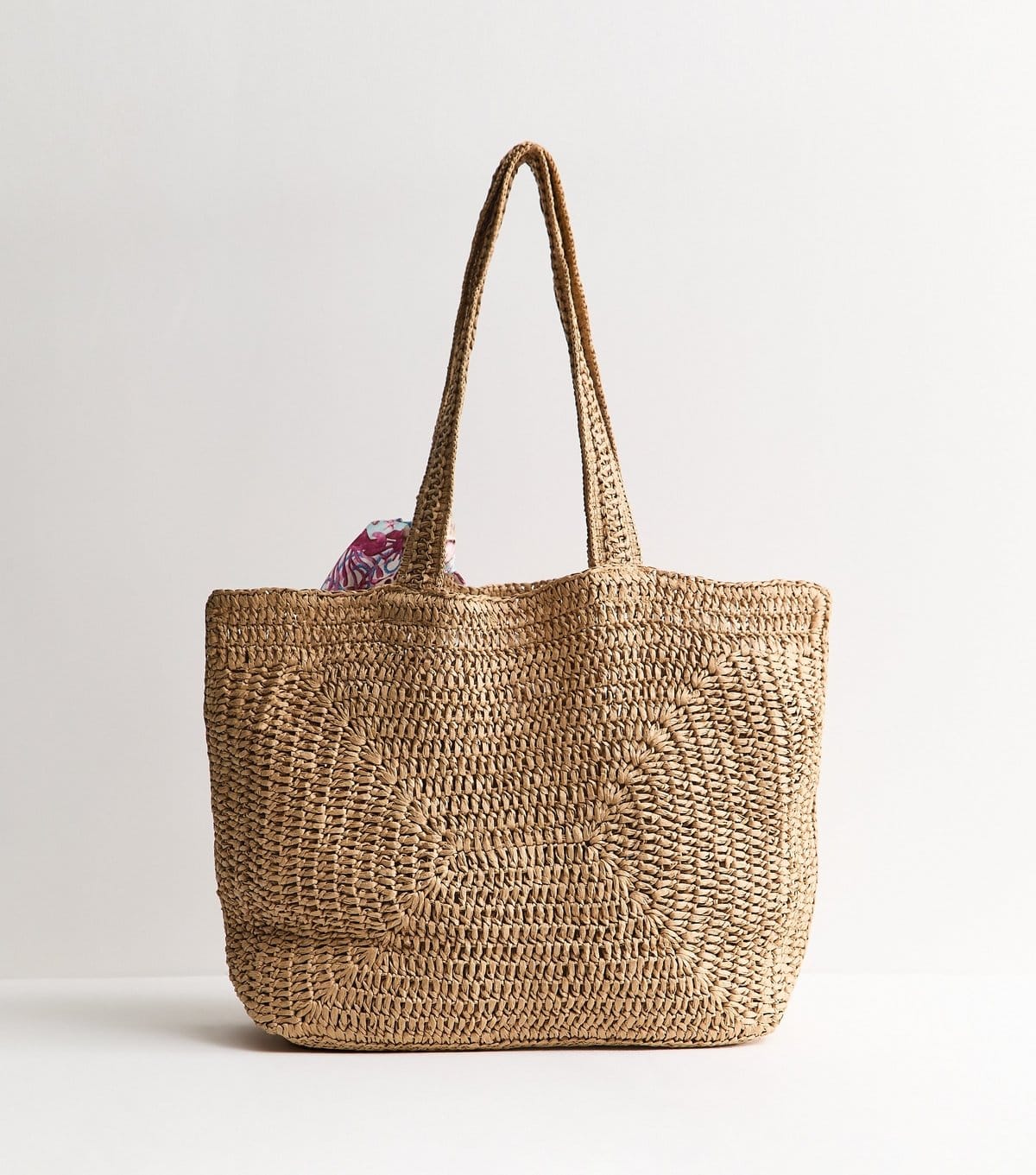 New Look Stone Oversized Woven Tote with Scarf New Look - 4