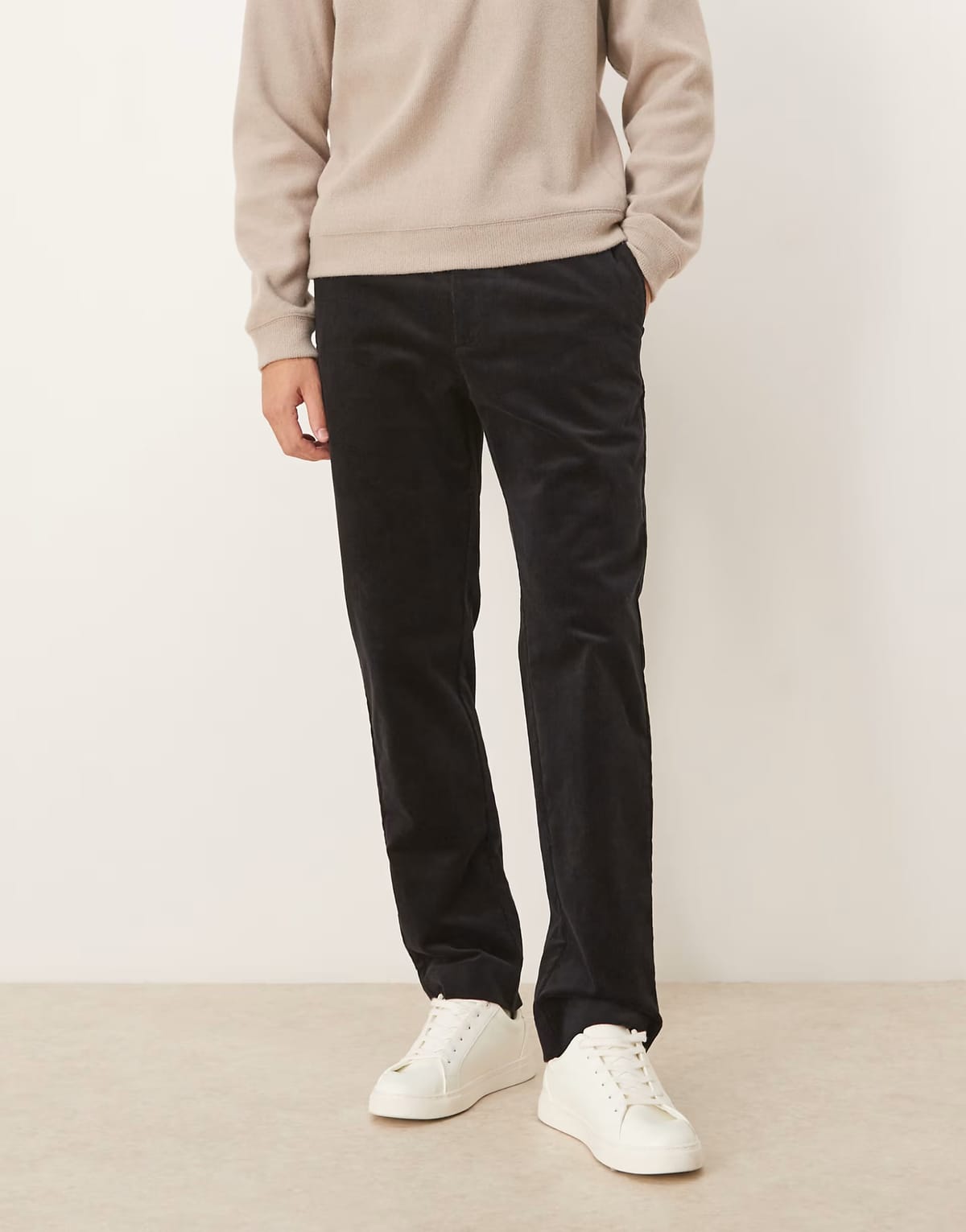 ASOS Mango slim fit cord trousers in black - 1