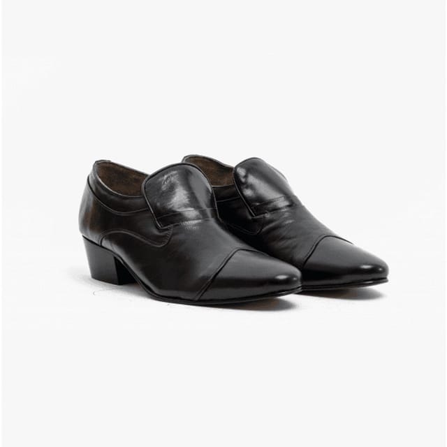 Club Cubano Club Cubano Men's Carluccio Slip On Cuban Heel Low Top Leather Shoes in Black - 2