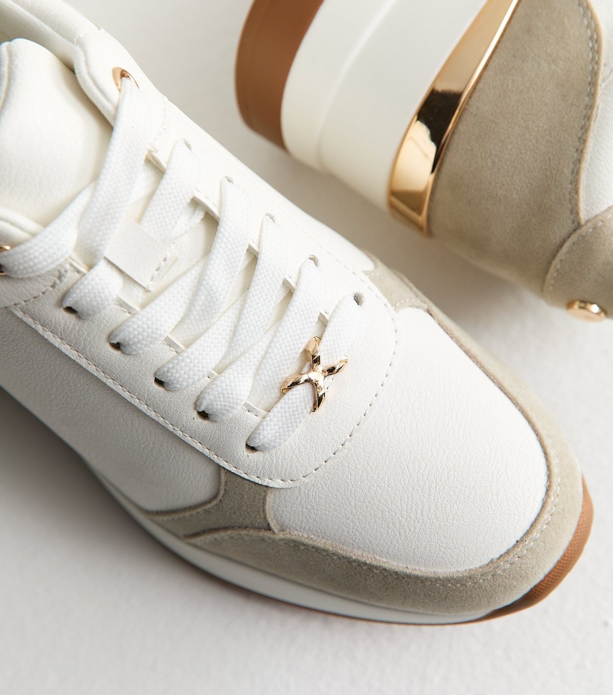 New Look Women's White Faux Leather Sports Wedge Trainers Vegan New Look - 3