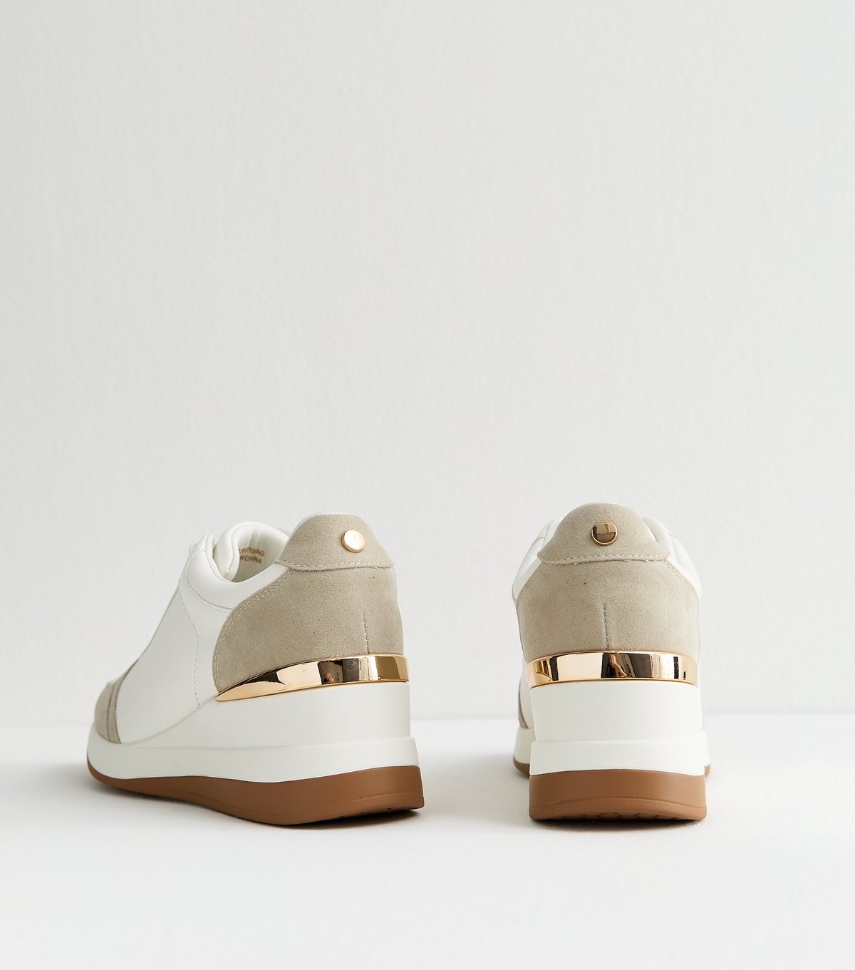 New Look Women's White Faux Leather Sports Wedge Trainers Vegan New Look - 4