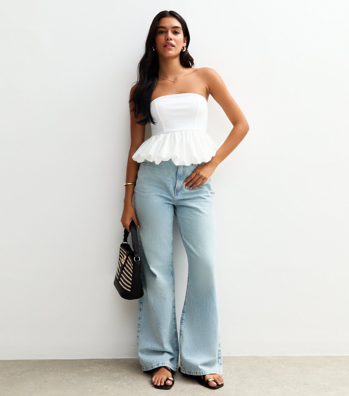 New Look Women's White Bubble Hem Bandeau Top New Look - 3