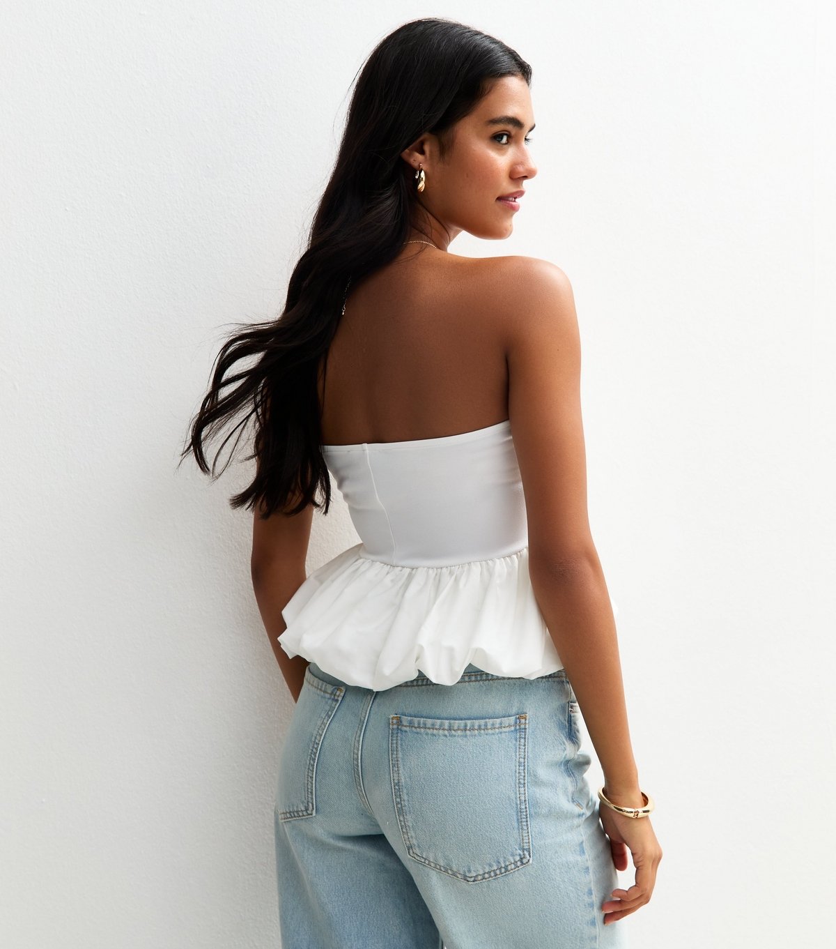 New Look Women's White Bubble Hem Bandeau Top New Look - 4