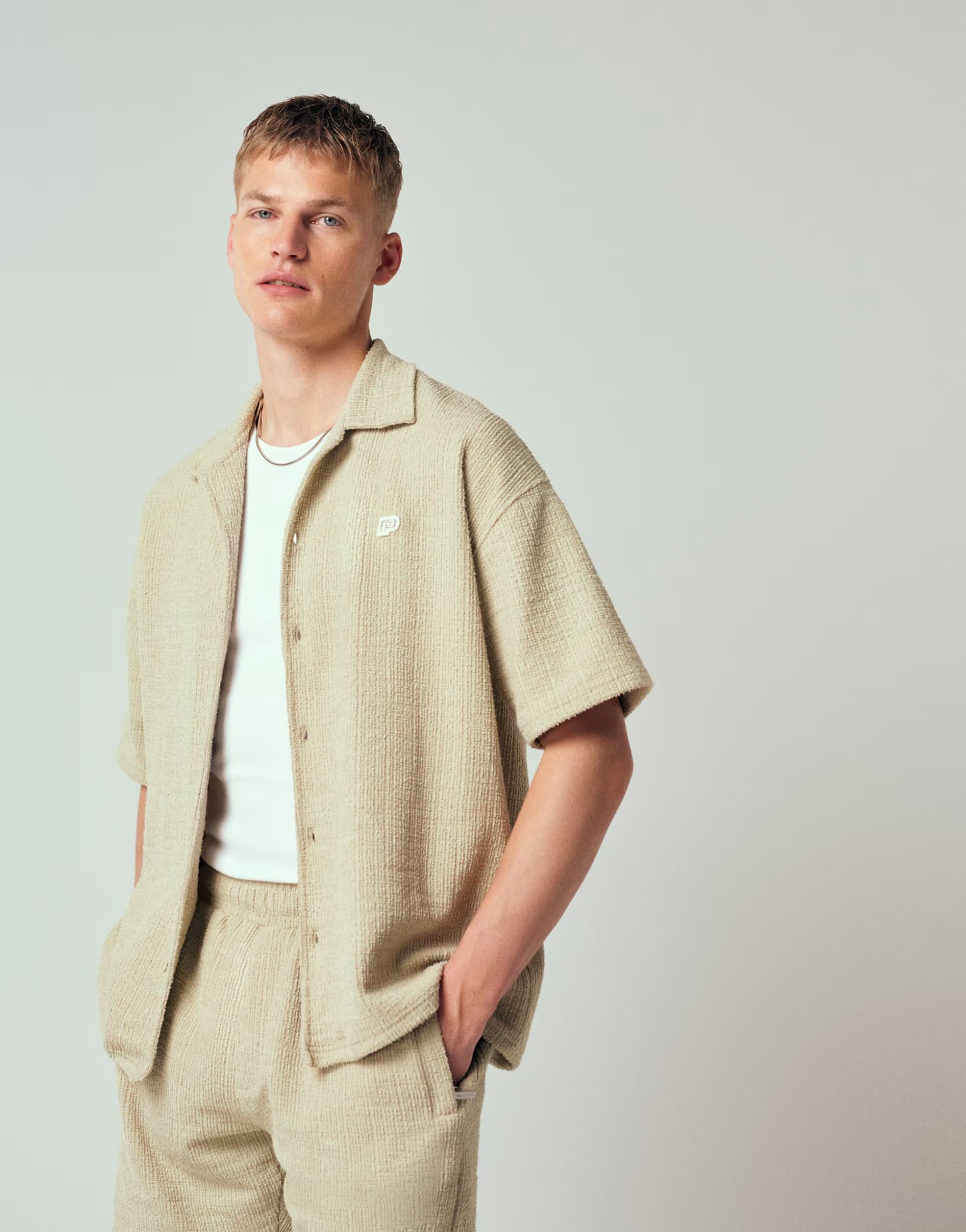 ASOS Pegador libco knitted shirt co-ord in beige