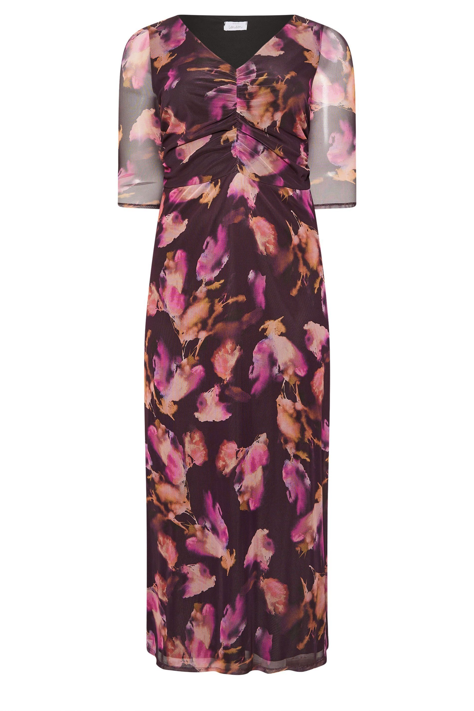 Yours Yours Women's Abstract Mesh Maxi Dress in Purple - 2