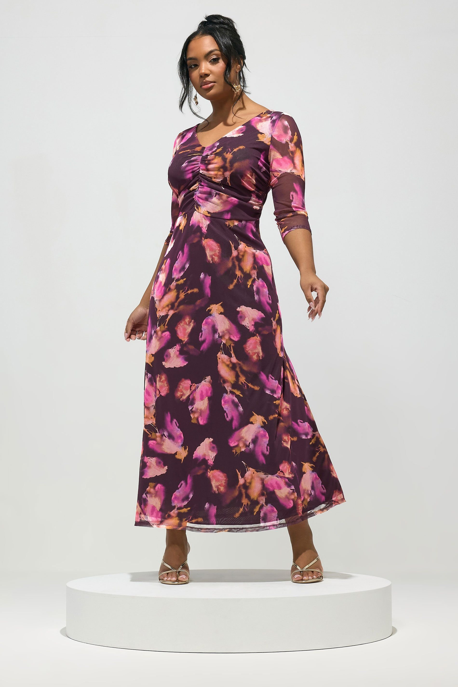 Yours Yours Women's Abstract Mesh Maxi Dress in Purple - 4