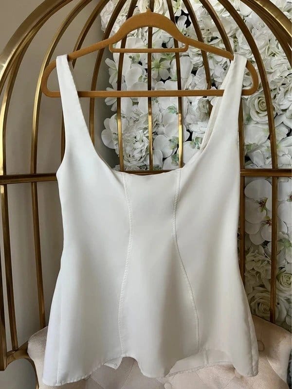 ASOS Luxe Cream Satin Scoop Neck Top