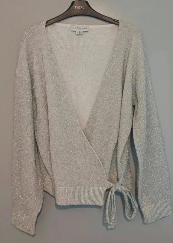 Never Fully Dressed Never Fully Dressed Silver Wrap Cardigan- size M (12/14)