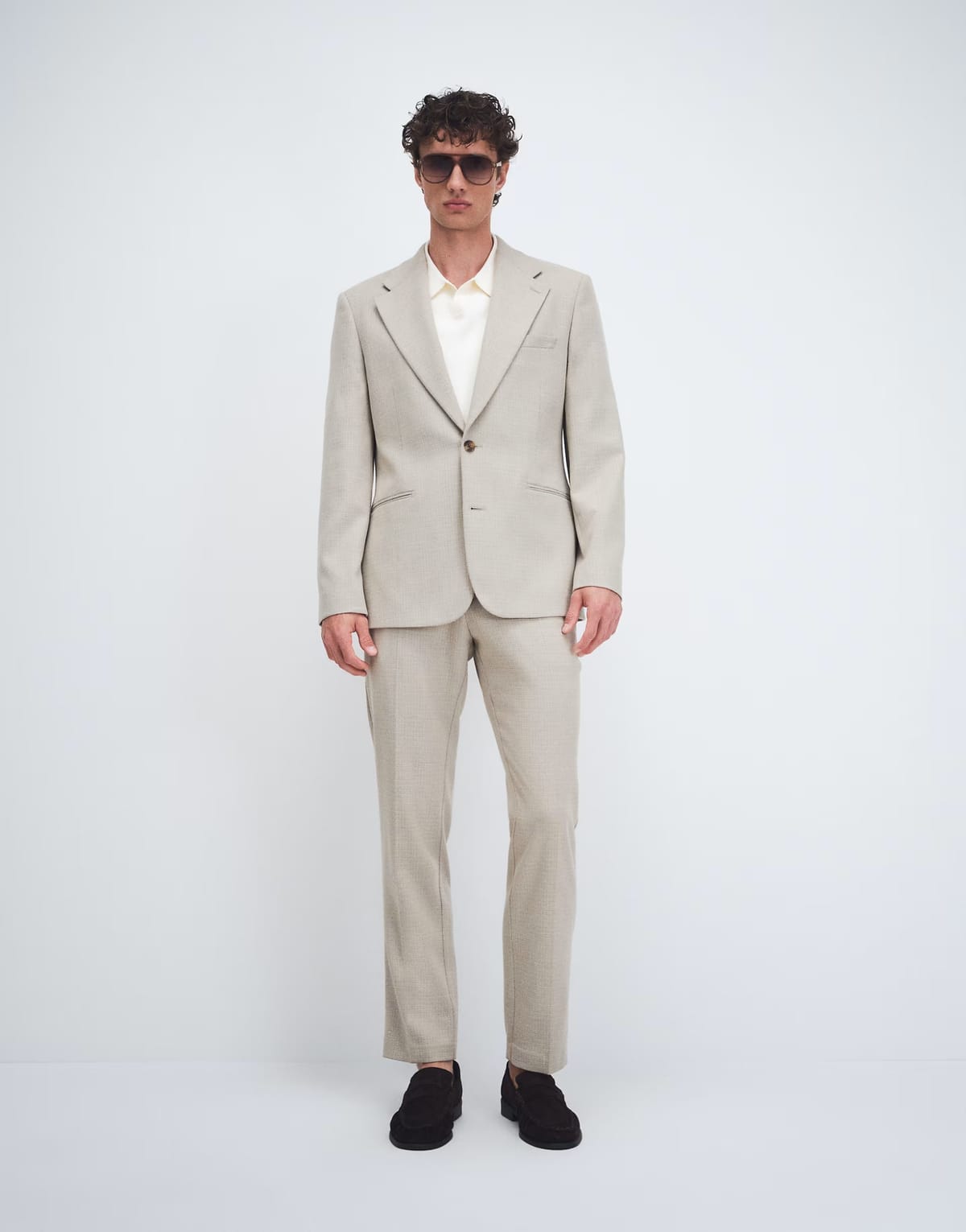ASOS ASOS DESIGN slim suit trousers in beige wool blend tweed - 1