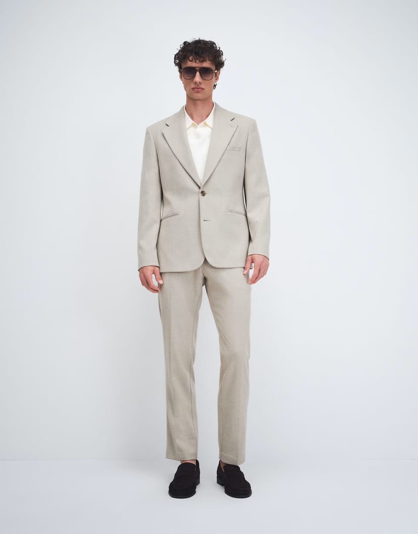ASOS ASOS DESIGN slim suit trousers in beige wool blend tweed - 1