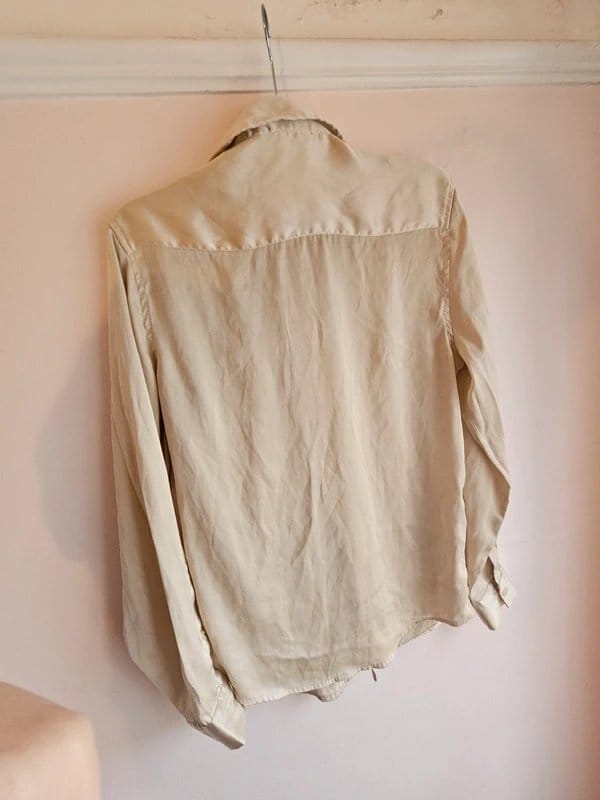 ASOS Cream Silk-Feel Long-Sleeve Shirt