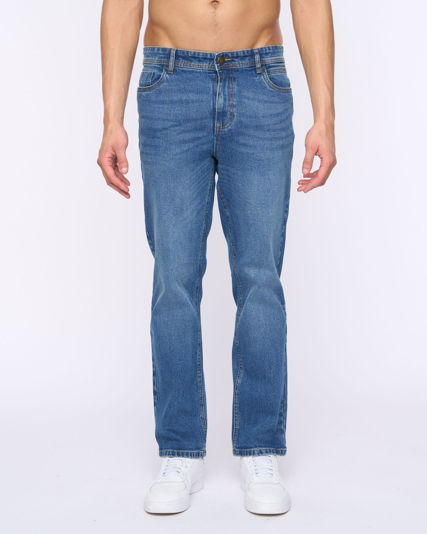 Duck&Cover Duck&Cover Hydras Men's Straight Leg Slim-Fit Modern Jeans in Mid Blue