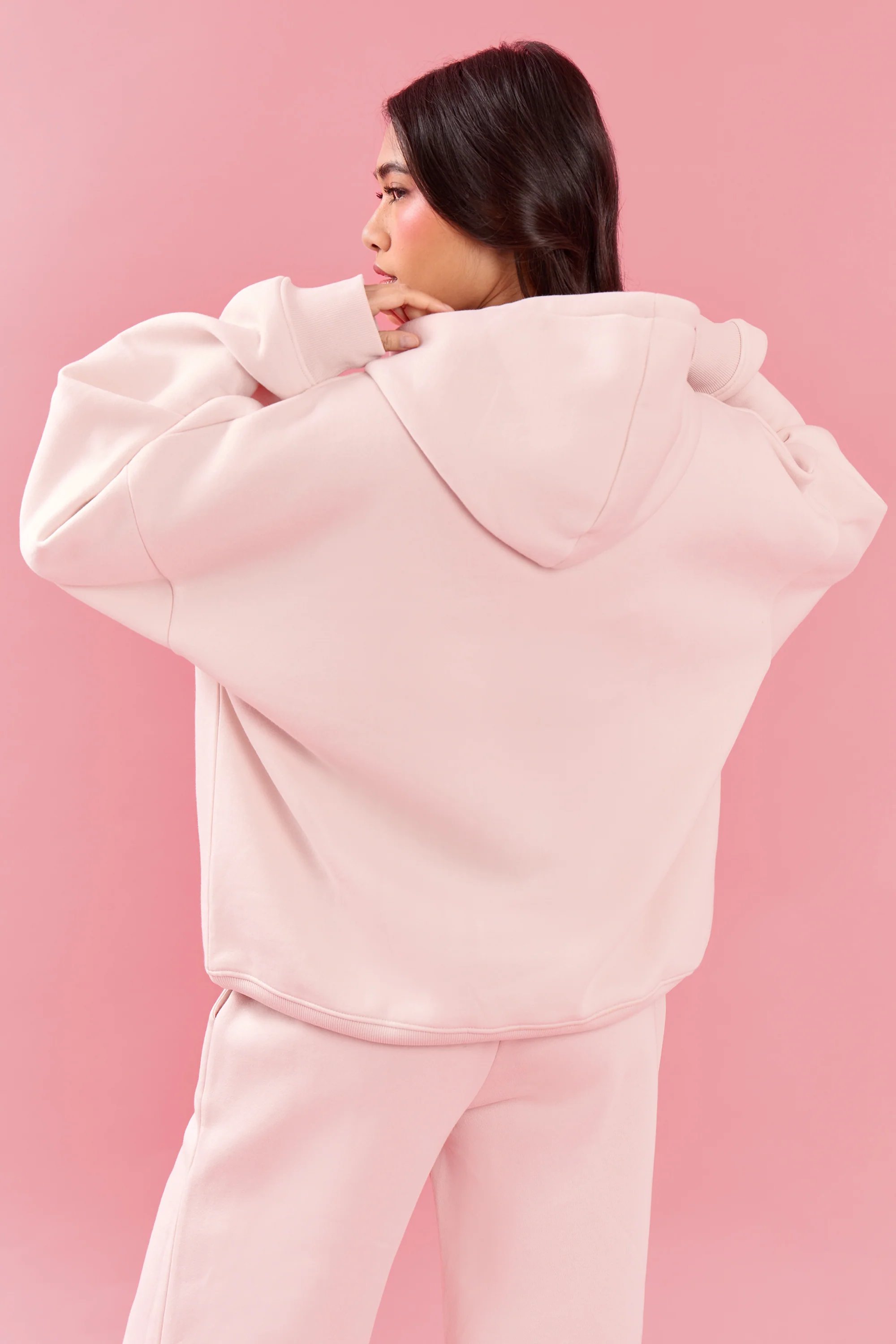 Kaiia Kaiia Oval Embossed Oversized Hoodie Pink Meringue - 4