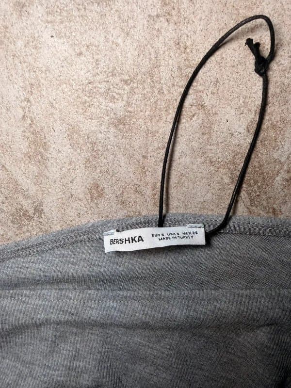 Bershka Bershka long grey ruched off shoulder dress