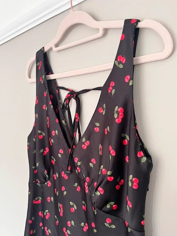 New Look New Look Cherry Print Satin Mini Dress