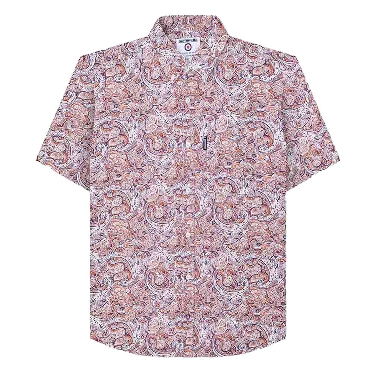 Lambretta Lambretta Men's Paisley Short-Sleeved Shirt in Stone