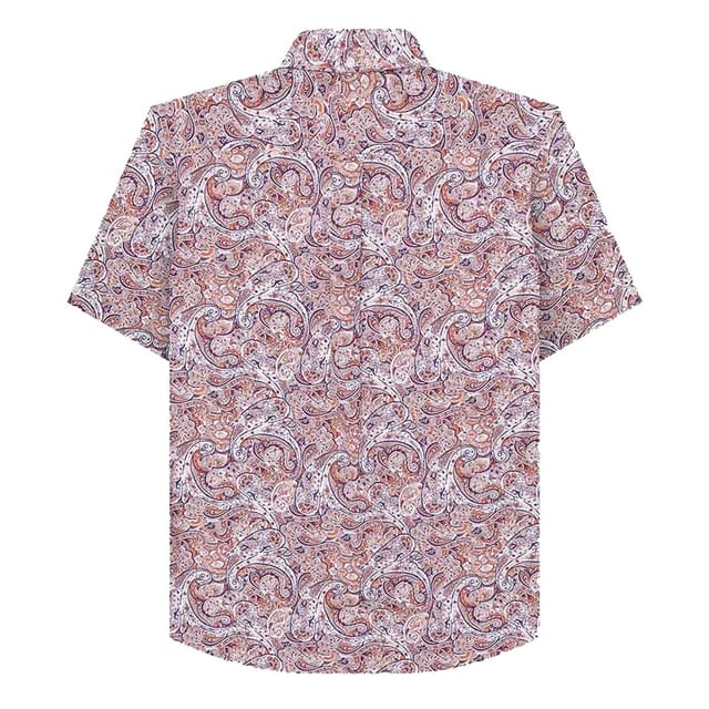 Lambretta Lambretta Men's Paisley Short-Sleeved Shirt in Stone - 2