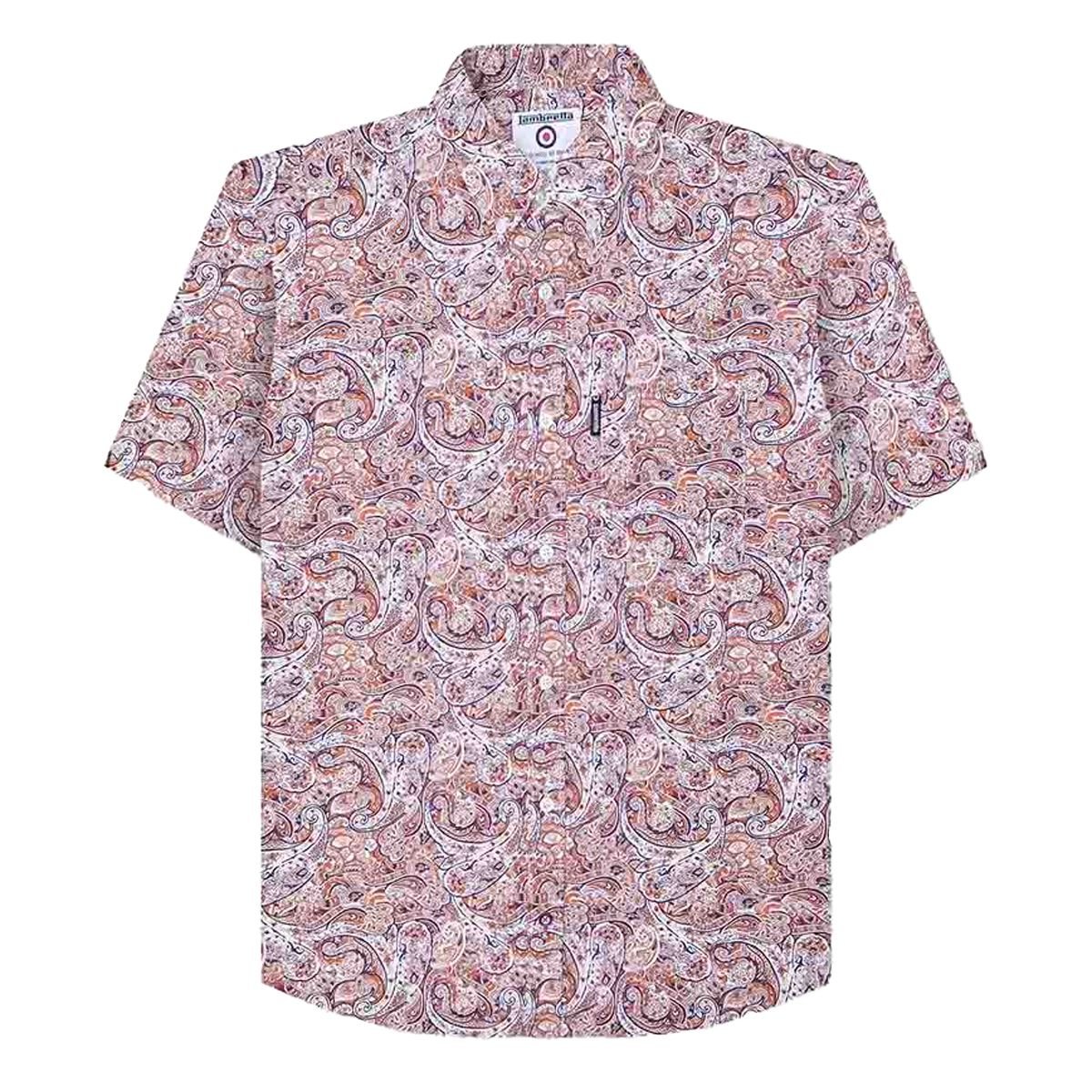 Lambretta Lambretta Men's Paisley Short-Sleeved Shirt in Stone - 3