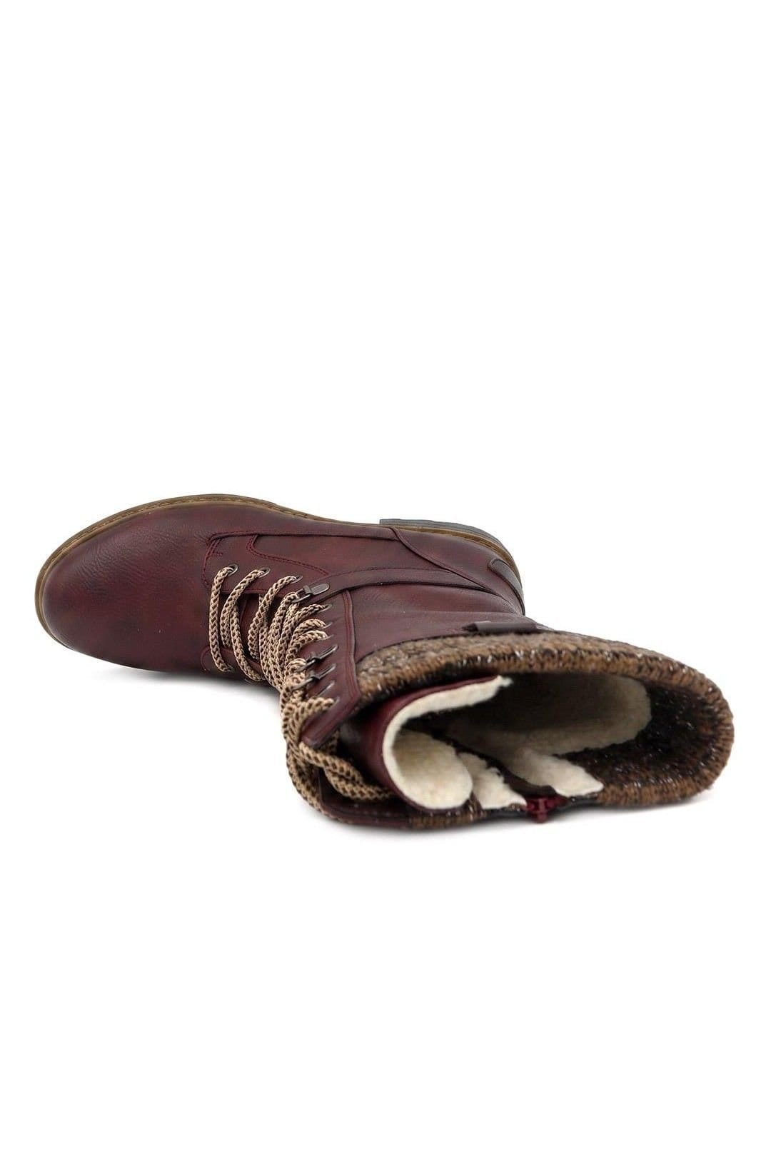 Pavers Pavers Women's Lace-Up Calf Boots in Burgundy - 4