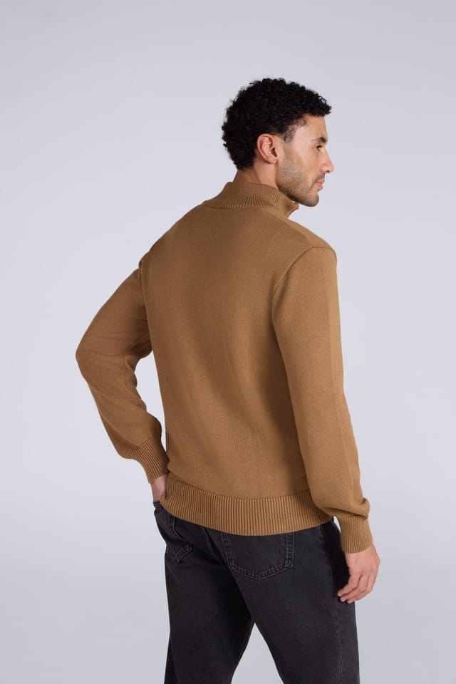 Animal Animal Men's Soft Comfortable Casual Stretchy Anti-Pill Ribbed Warm 1/4 Zip Jumper in Mustard - 3