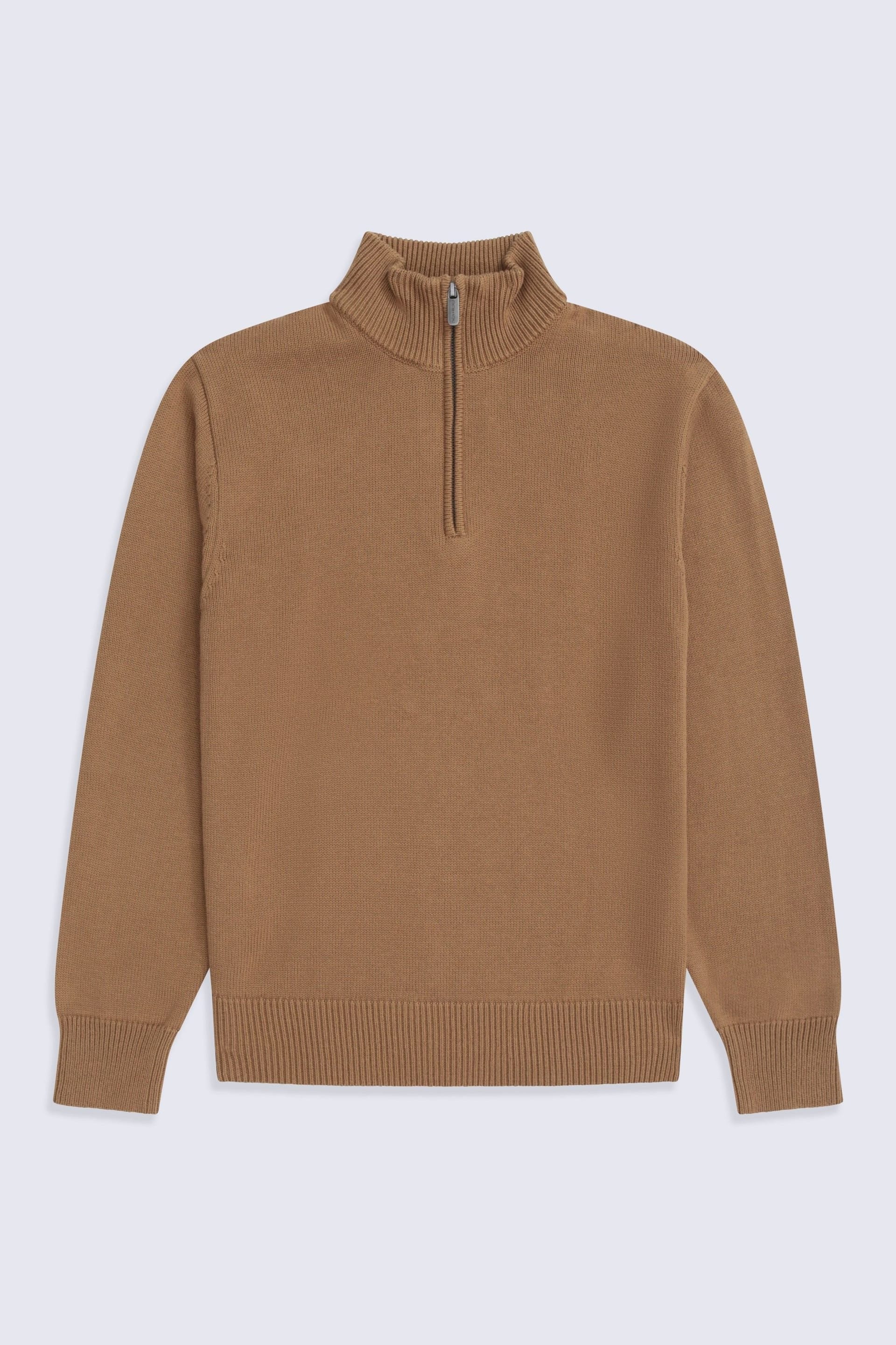 Animal Animal Men's Soft Comfortable Casual Stretchy Anti-Pill Ribbed Warm 1/4 Zip Jumper in Mustard - 4