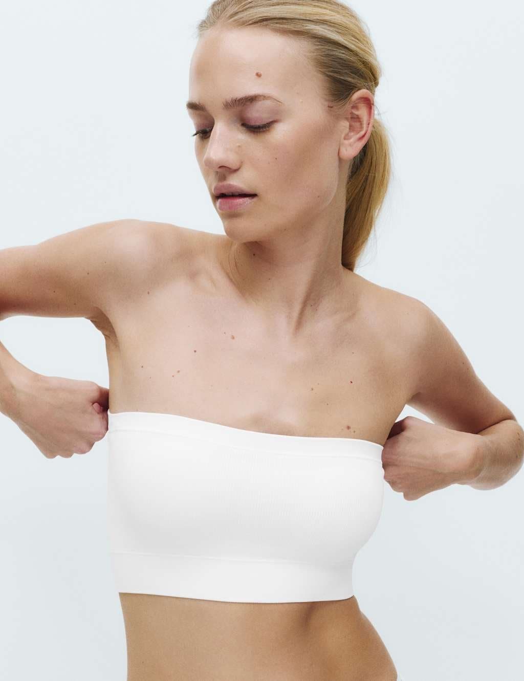 Marks & Spencer M&S Seamless Non Wired Bandeau Bra White/White