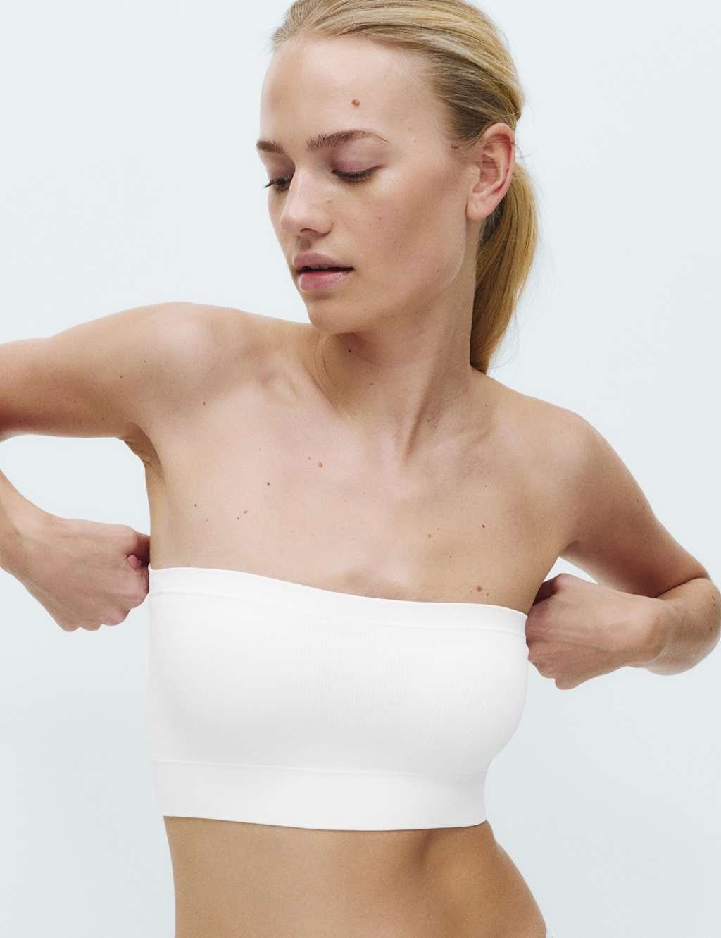 M&S Seamless Non Wired Bandeau Bra White/White