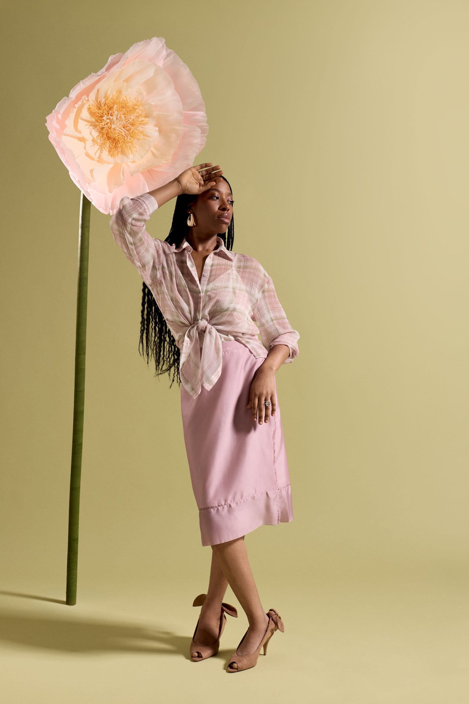 GWD by GEORGE W. DAVIES Orchid Pink Organza Midi Skirt