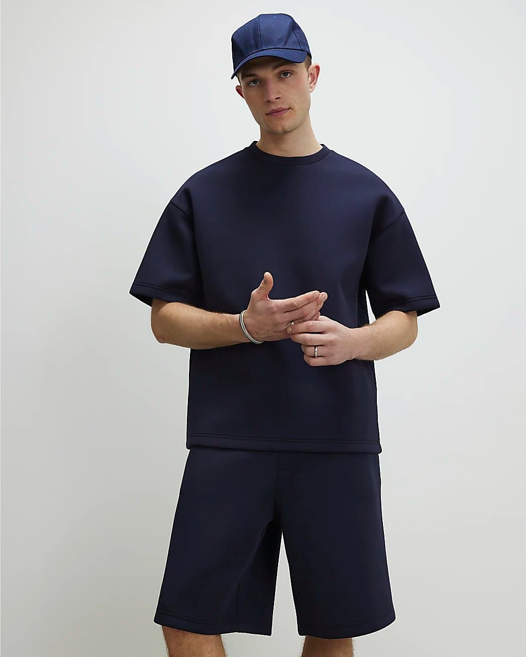 River Island Mens River Island Navy Premium Drawstring Bermuda Shorts