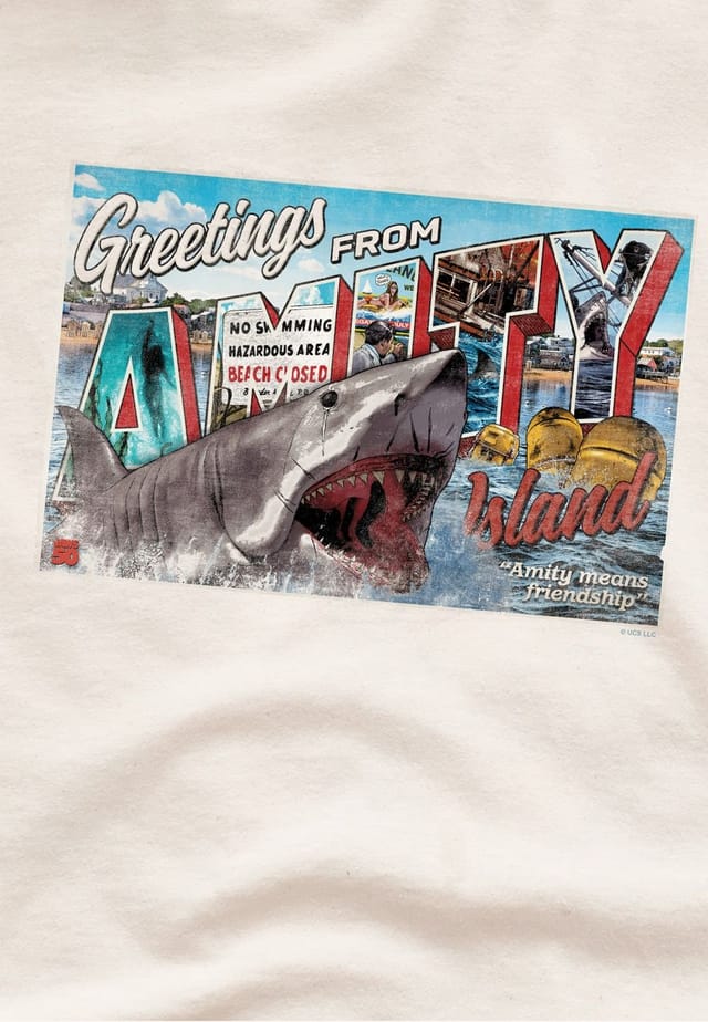 Universal Universal Men's Jaws Amity Island Postcard T-Shirt, Natural - 3