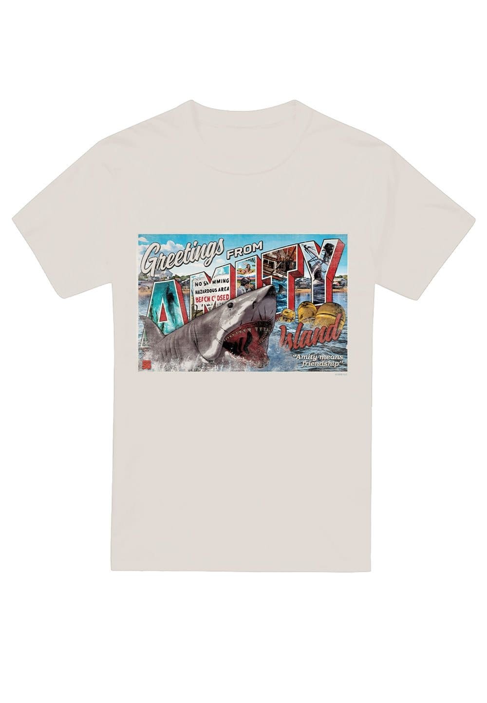 Universal Universal Men's Jaws Amity Island Postcard T-Shirt, Natural - 4