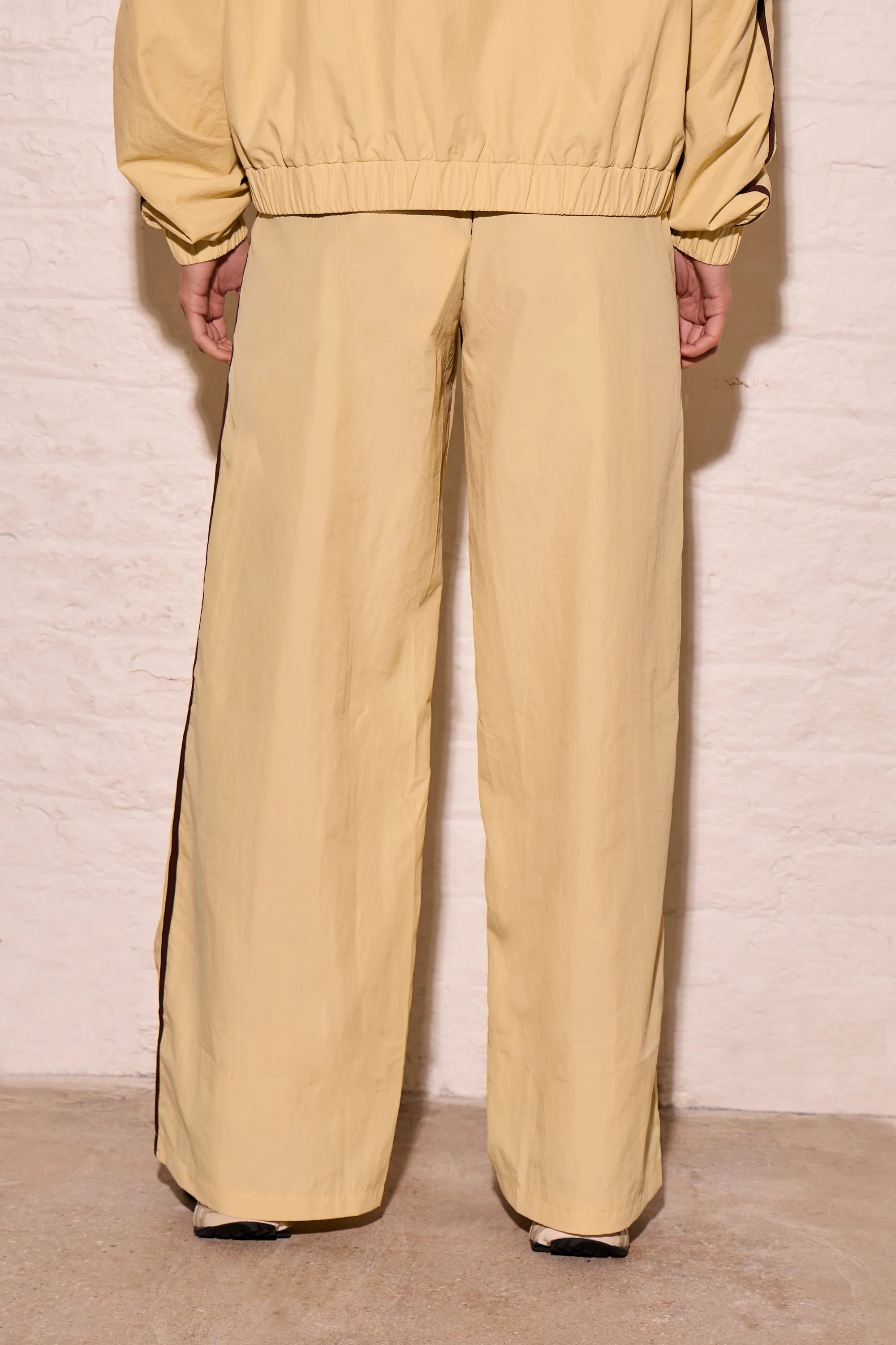 Kaiia Kaiia Woven Stripe Wide Leg Trousers Yellow & Biscuit - 4