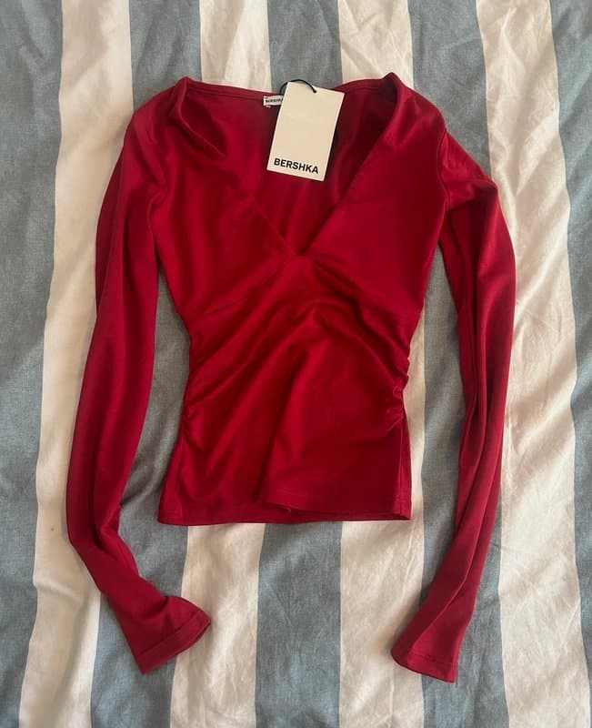 Bershka Red Long Sleeve Top Bershka