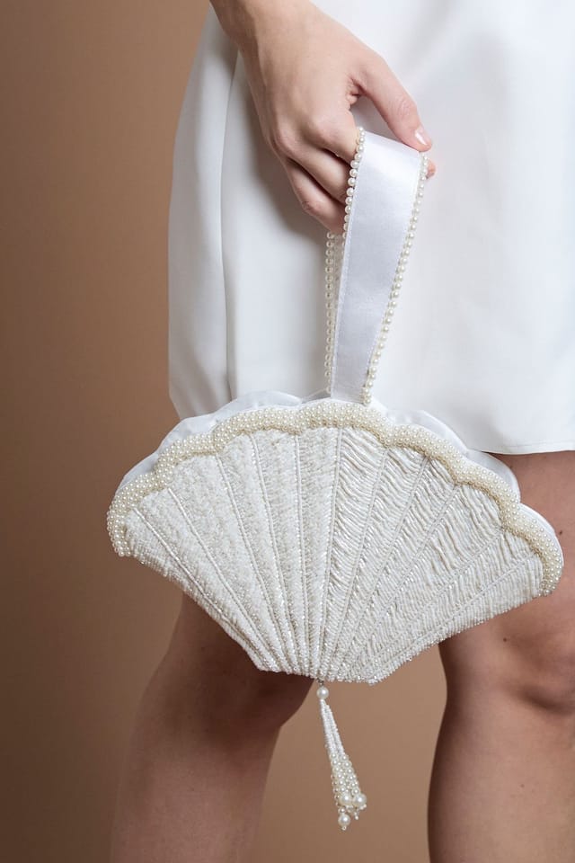 Coast Coast Women's Bridal Nessa Sequin Shell With Tassel Grab Bag in Ivory - 2
