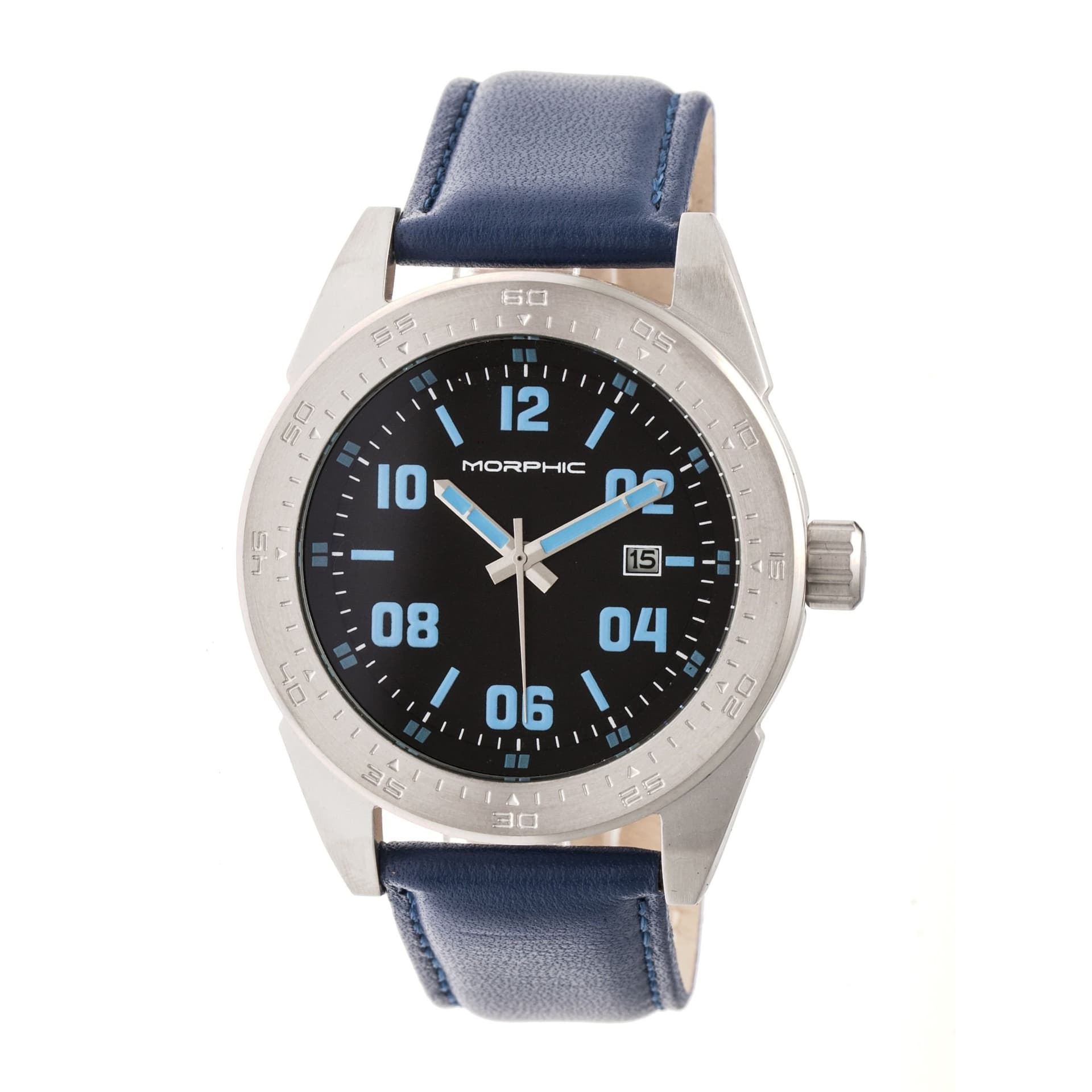 Morphic Morphic Men's M63 Series Leather-Band Watch w/Date in Blue