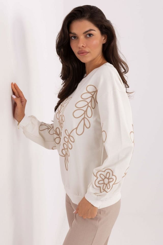 Love Lace Love Lace Women's Cotton Elastane Sweatshirt with Embroidery in Off-White - 2