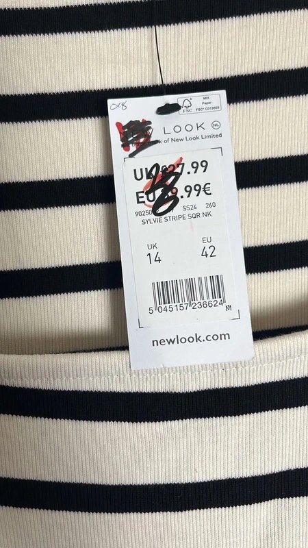 New Look New look - ribbed stripped mid dress - short sleeve- size 14 - white/ black - 1