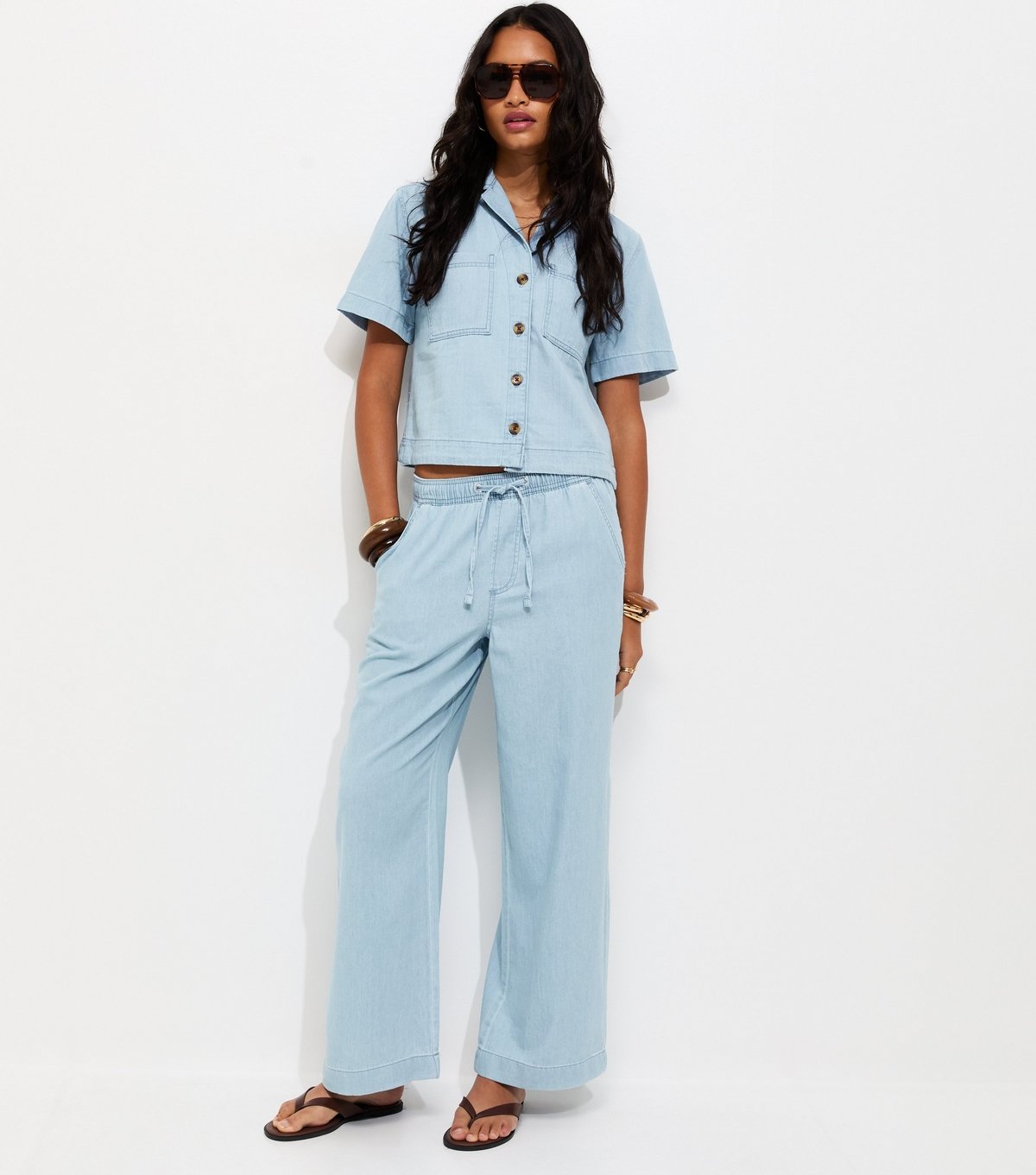 New Look Light Blue Short Sleeve Boxy Shirt New Look - 1