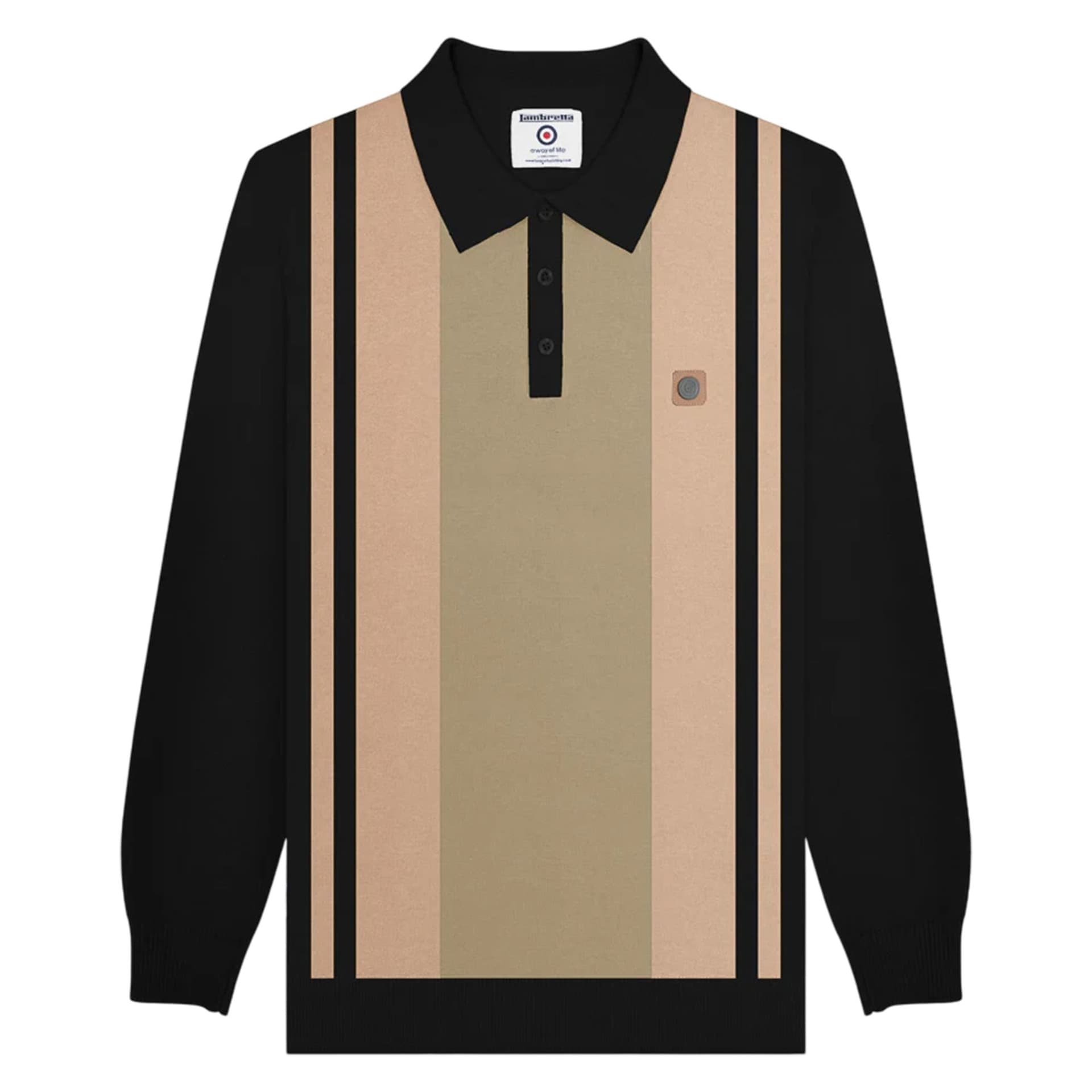 Lambretta Lambretta Men's AW25 Vintage Panelled Long-Sleeved Polo Shirt