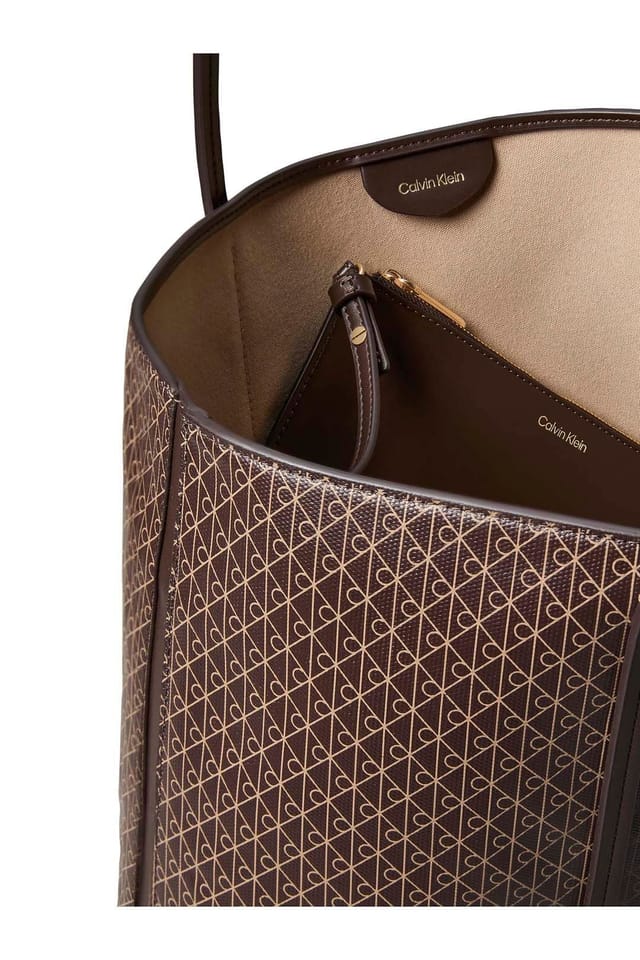 Calvin Klein Calvin Klein Women's Emblem Aop Tote W/ Pouch Brown Aop - 3
