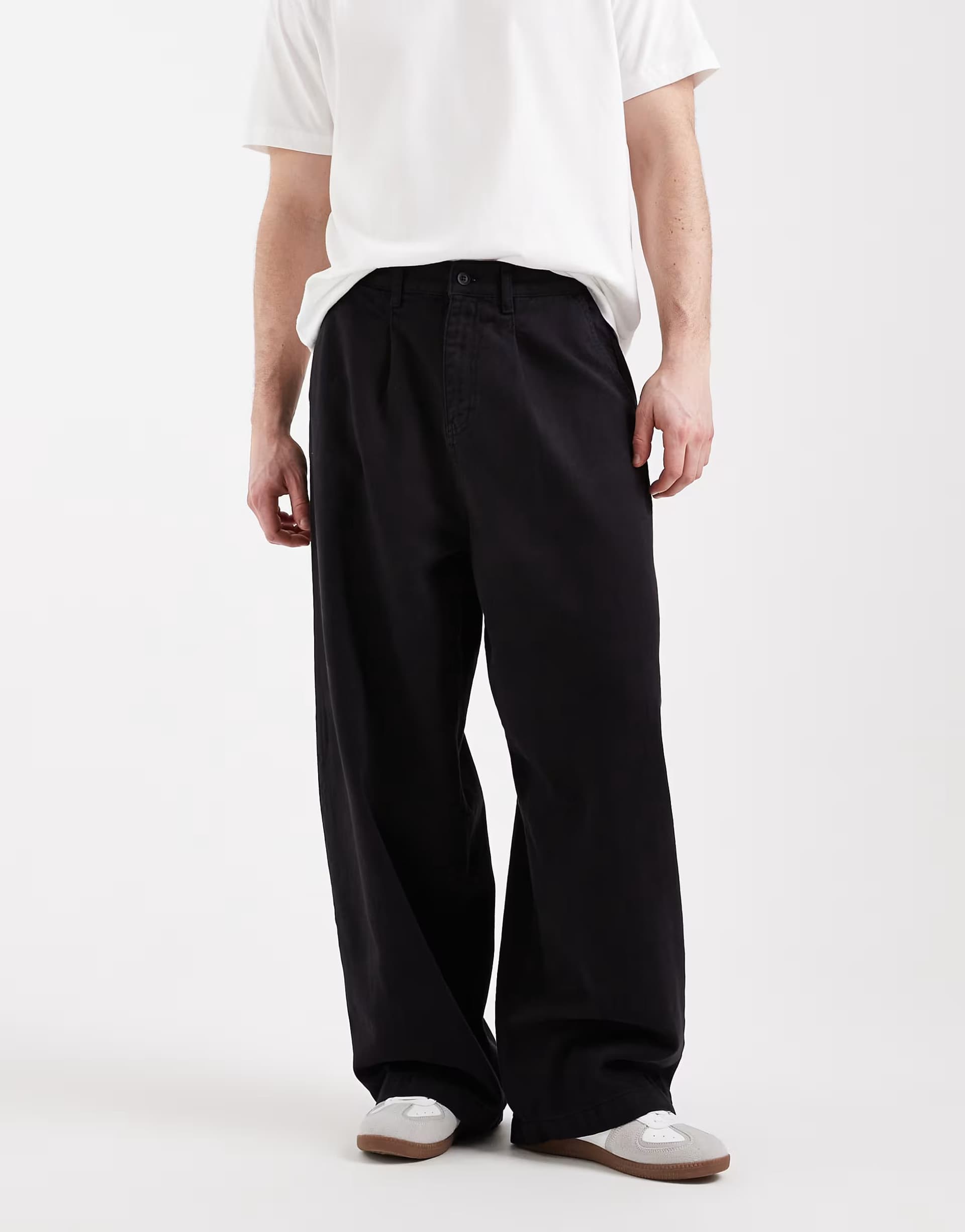 ASOS ASOS DESIGN oversized baggy trousers in black with pleats