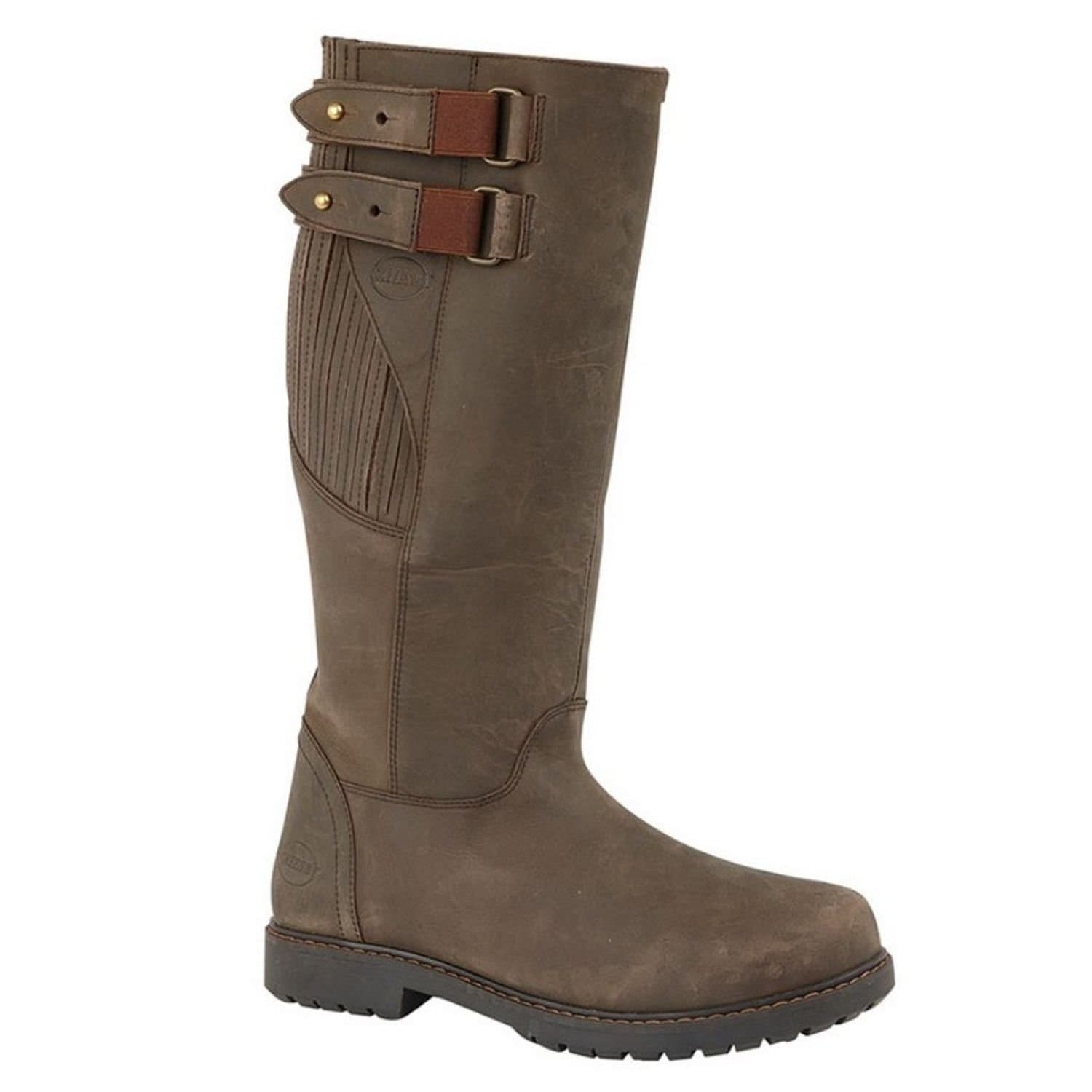 Woodland Woodland Men's Blake Waxy Leather Buckle Country Boot in Dark Brown