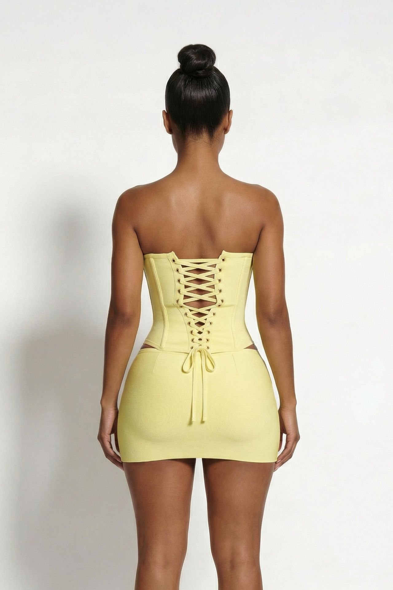 LEMONLUNAR LEMONLUNAR Women's The Inara Sculpt Bandage Corset Top, Yellow - 4