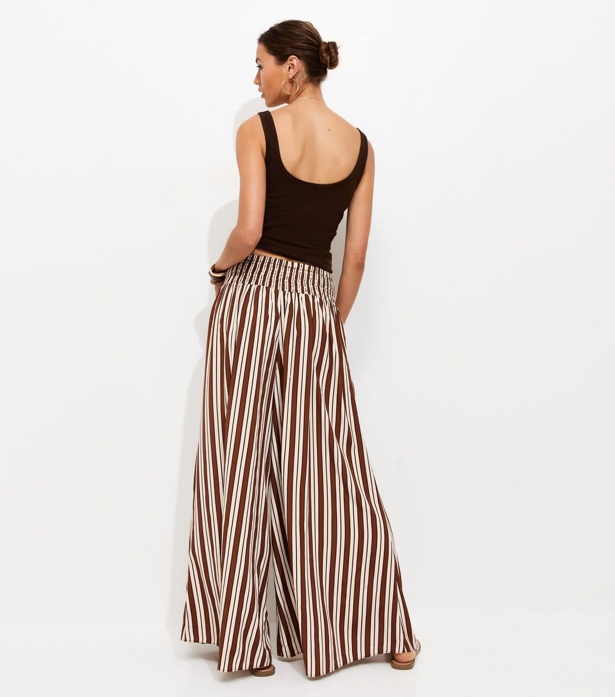 New Look Women's Cream Crepe Striped Palazzo Trousers New Look - 4